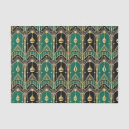 Smaragd en zwart Art Deco vakantiepatroon Tissuepapier