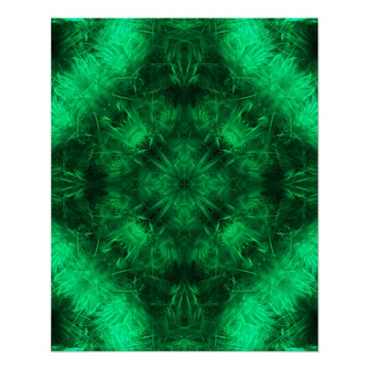 Smaragd Energie Mandala Fractale Kunst Perfect Poster (Voorkant)