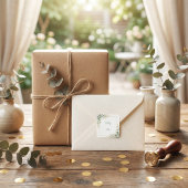 Smaragd Eucalyptus Gouden Bes Frame Bruiloft Vierkante Sticker
