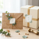Smaragd Eucalyptus Gouden Bes Frame Bruiloft Vierkante Sticker