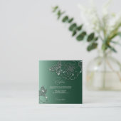 Smaragd Evergroen Zilver Elegante Trouw Informatiekaartje (Staand voorkant)