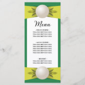 Smaragd & Gele Parel Lint Bruiloft Vlak Menu (Voorkant)