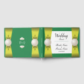 Smaragd & Gele Parel Lint Monogram Bruiloft Gastenboek (Volledig)