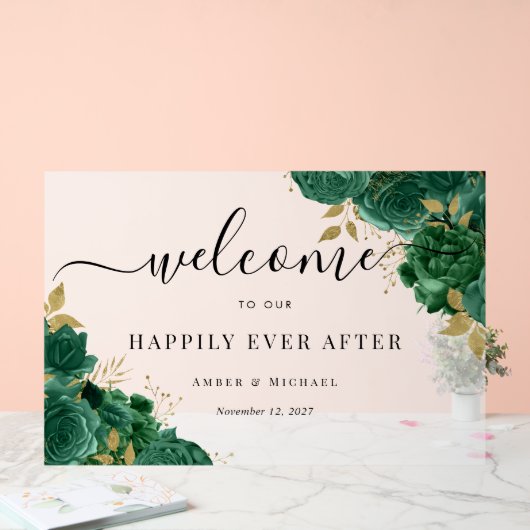 Smaragd gelukkig ooit na bruiloft acryl teken acryl bord (Huwelijk)