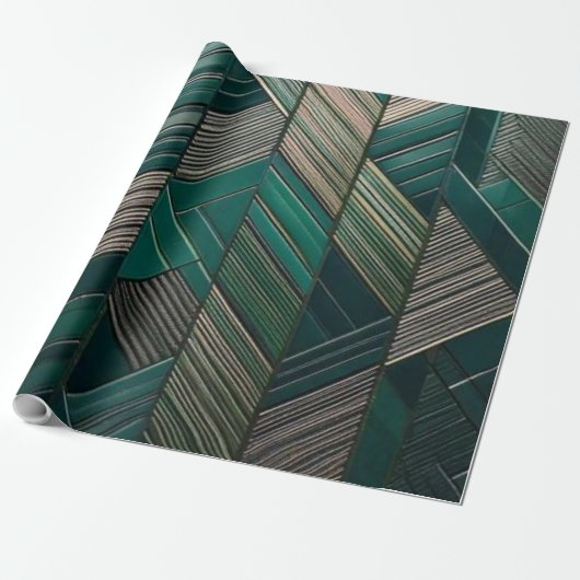 Smaragd Geometrie – Moderne Art Deco Papier (Uitgerold)