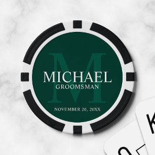 Smaragd Gepersonaliseerde Groomsmen's name&monogra Poker Chips
