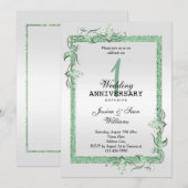 Smaragd Glans & Glitter & Platina 1e Huwelijk Kaart (Voorkant / Achterkant)