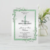 Smaragd Glans & Glitters & Platina 1e Huwelijk Kaart (Staand voorkant)