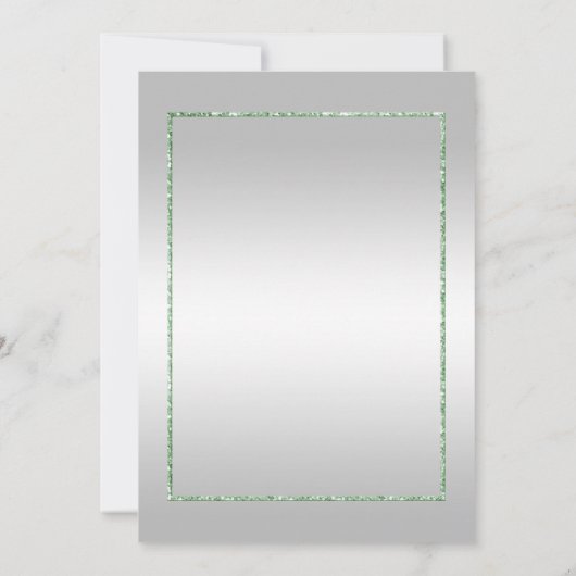Smaragd Glans & Glitters & Zilveren 1e Huwelijksui Kaart (Achterkant)