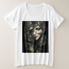 Smaragd Godin Gebrandschilderd Portret Kunst Grote Maat T-shirt