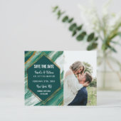 Smaragd Goud Abstract Agate Marmer Save the Date Aankondigingskaart (Staand voorkant)