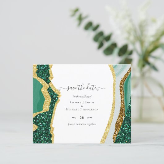 Smaragd Goud Agaat - Trouw SAVE de DATUM Budget (Staand voorkant)