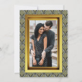 Smaragd & Goud Art Deco Bruiloft Kaart (Achterkant)