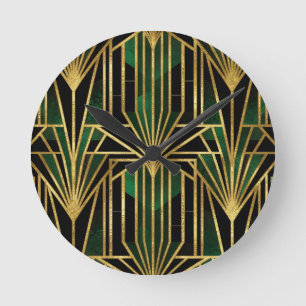 Smaragd Goud Art Deco Glamour Ronde Klok