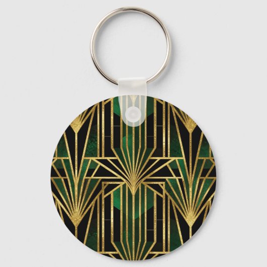Smaragd Goud Art Deco Glamour Sleutelhanger (Voorkant)
