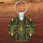 Smaragd Goud Art Deco Glamour Sleutelhanger (Achterkant)