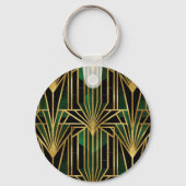 Smaragd Goud Art Deco Glamour Sleutelhanger (Achterkant)