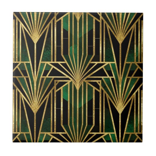 Smaragd Goud Art Deco Glamour Tegeltje (Voorkant)