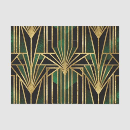 Smaragd Goud Art Deco Glamour Tissuepapier (Voorkant)