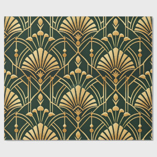 Smaragd Goud Art Deco Patroon Cadeaupapier