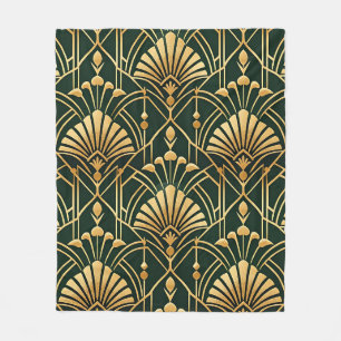 Smaragd Goud Art Deco Patroon Fleece Deken