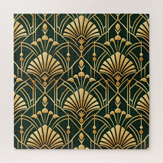Smaragd Goud Art Deco Patroon Legpuzzel (Verticaal)