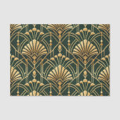 Smaragd Goud Art Deco Patroon Tissuepapier (Voorkant)
