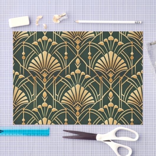Smaragd Goud Art Deco Patroon Tissuepapier (Craft)