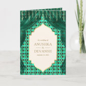 Smaragd Goud Bloemengordijn Indische Hindoe Bruilo (Voorkant)