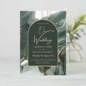 Smaragd Goud Gemarmerde Gedrukte of Digitale Trouw Kaart (Staand voorkant)