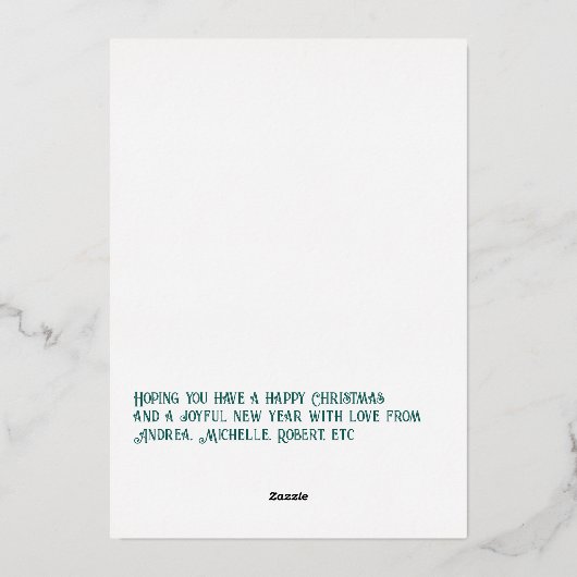 Smaragd & Goud Gingham Kerstvakantie Foto Folie Feestdagenkaart (Achterkant)