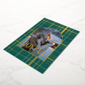 Smaragd & Goud Gingham Kerstvakantie Foto Folie Feestdagenkaart (Gedraaid)