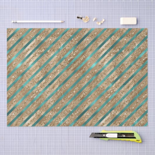 Smaragd Goud Groen Glitter Strepen Tissuepapier (Craft)