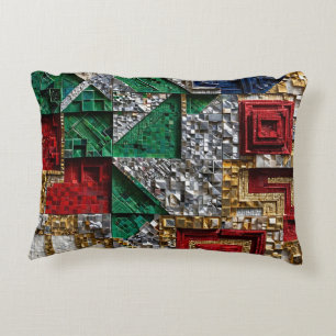 Smaragd Goud Ivoor Rood Blauw Reus Vierkant Mozaïe Accent Kussen