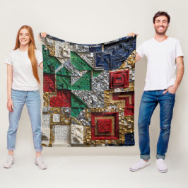 Smaragd Goud Ivoor Rood Blauw Reus Vierkant Mozaïe Fleece Deken