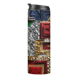 Smaragd Goud Ivoor Rood Blauw Reus Vierkant Mozaïe Thermosbeker