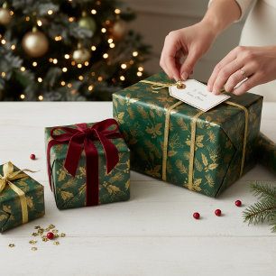 Smaragd & Goud Koninklijke Pracht Kerstmis Cadeaupapier