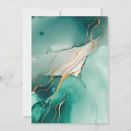 Smaragd Goud Modern Romantisch Boho Beach Bruiloft Kaart (Achterkant)