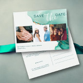 Smaragd Goud Moderne Huwelijksfoto Save the Date Briefkaart