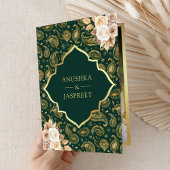 Smaragd Goud Paisley Bloemen QR Code Indiase bruil