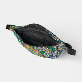 Smaragd Goud Paisley Tweezijdige Print Heuptas Heuptasje