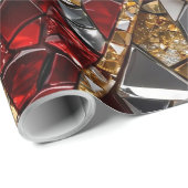 Smaragd Goud Rode Diamant Kerst Mosaic Inpakpapier (Rol Hoek)