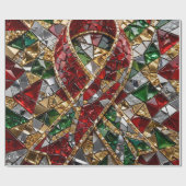 Smaragd Goud Rode Diamant Kerst Mosaic Inpakpapier (Vlak)