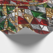 Smaragd Goud Rode Diamant Kerst Mosaic Inpakpapier (Hoek)