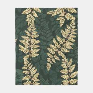 Smaragd Goud Varens Bos Patroon Fleece Deken