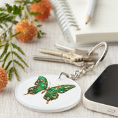 Smaragd Goudblad Wing Vlinder Sleutelhanger (Voorkant Rechts)