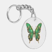Smaragd Goudblad Wing Vlinder Sleutelhanger (Voorkant Links)