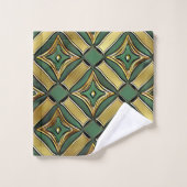 Smaragd & Gouden Art Deco Bad Handdoek (Wasdoekje)