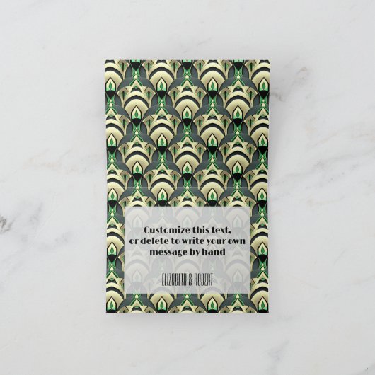 Smaragd & Gouden Art Deco Bedankkaart (Binnen)