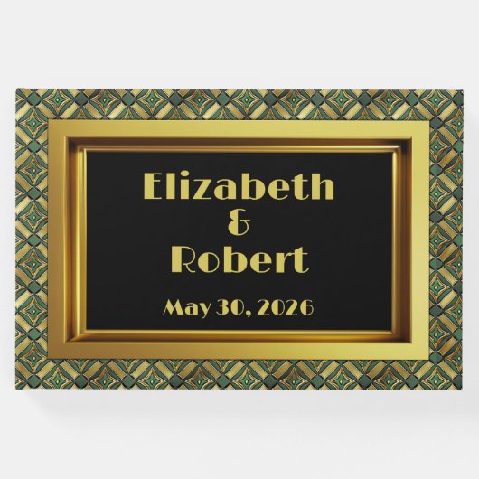 Smaragd & Gouden Art Deco Gastenboek (Voorkant)